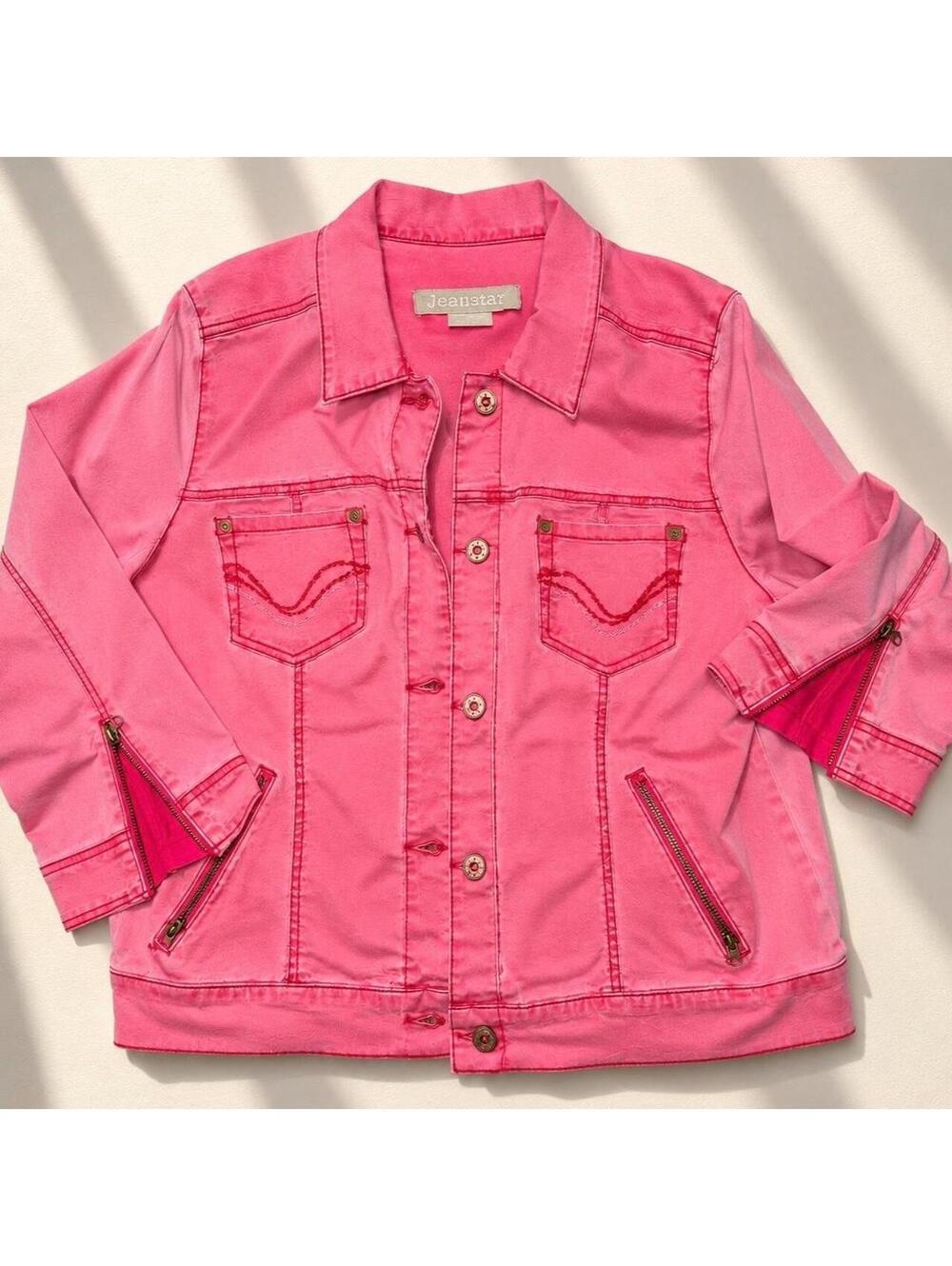 Jeanstar Hot Pink Denim Jacket XL Y2K Western Cowgirl Barbie Trucker